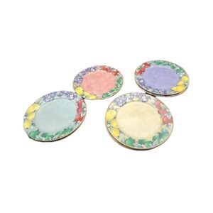 International tableworks dinnerware saucers 7 total, 2 each except for‎ pink one